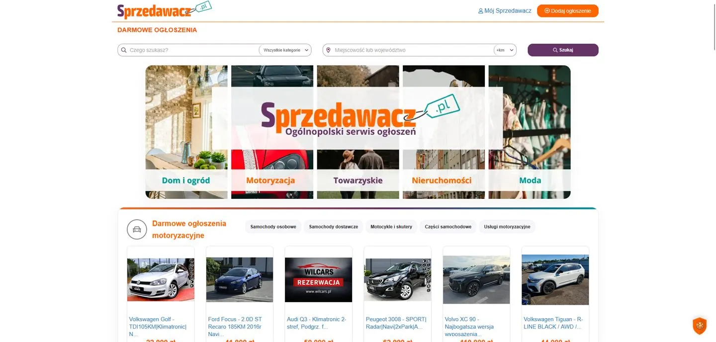 Widok portalu Sprzedawacz.pl